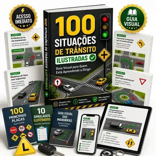 Mockup do material 100 Situações de Trânsito Ilustradas